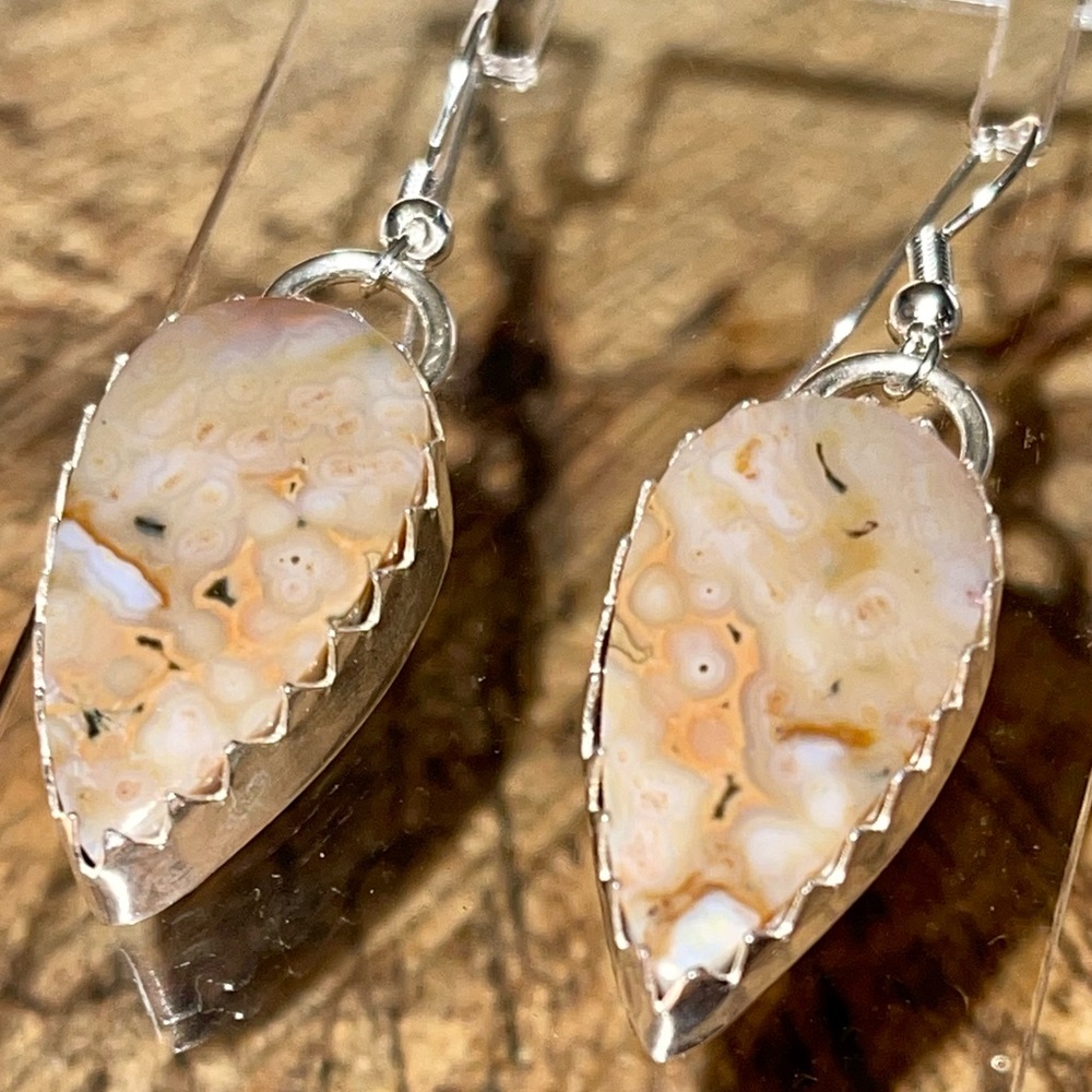 Brown Ocean Jasper Earrings 1 7/8”